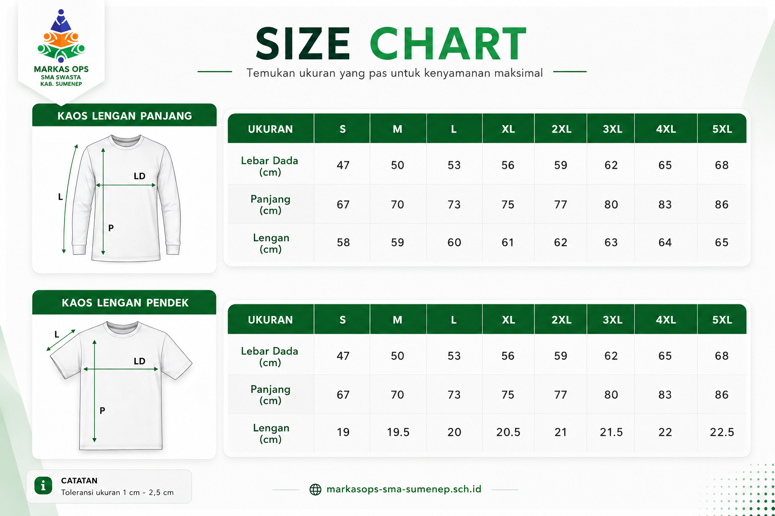Chart Size Kaos
